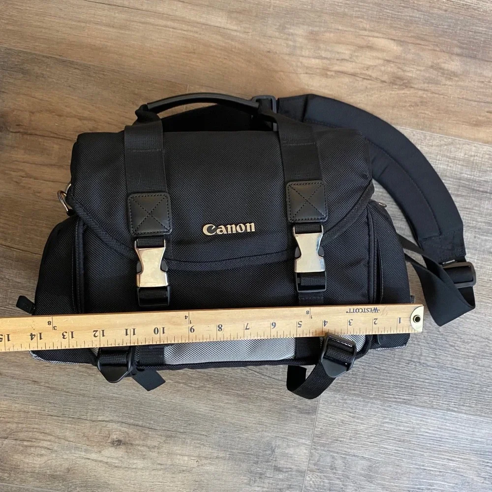 Canon Deluxe Gadget Bag Black Grey Nylon DSLR Camera Shoulder Messenger Case